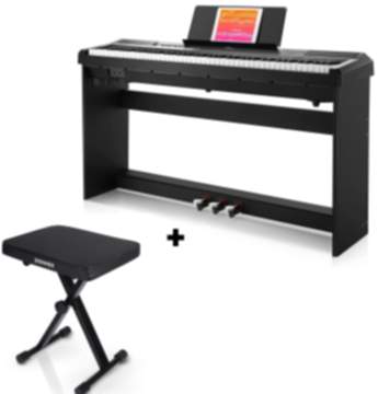 Donner DEP-10S Digitalpiano mit 88 halbgewichteten Tasten Keyboard Set - Piano + X-Förmig Klavierhocker