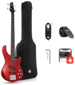 Donner DPJ-100 E-Bass Gitarre PJ-Style - Rot