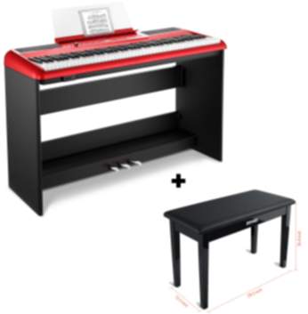 Donner SE-1 Digitalpiano mit 88 Tasten in voller Gewichtung - Rot / Piano + Schwarzer Klavierhocker
