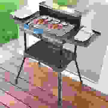 Excellent Electrics Elektrogrill - zwei Seitenablagen, Warmhalterost, zusätzliche Platte - 2000W - Schwarz