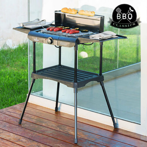 Excellent Electrics Elektrogrill - zwei Seitenablagen, Warmhalterost, zusätzliche Platte - 2000W - Schwarz