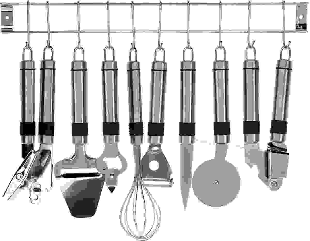 Excellent Houseware 9-teiliges Küchenset - Küchenutensilien - mit Küchengestell - Edelstahl