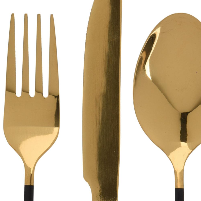 Excellent Houseware Besteckset - 16 Teile - Schwarz/Gold