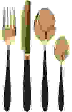 Excellent Houseware Besteckset - 16 Teile - Schwarz/Gold