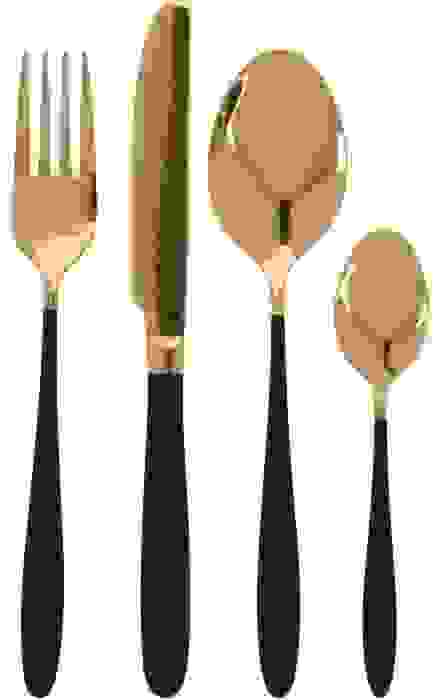 Excellent Houseware Besteckset - 16 Teile - Schwarz/Gold