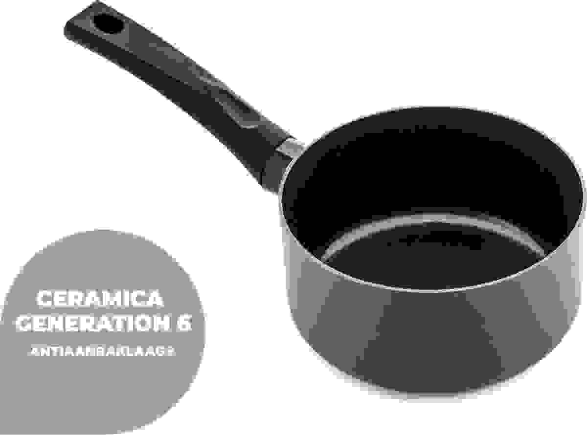 Excellent Houseware Kochtopf mit Deckel - 18 cm - Schwarz