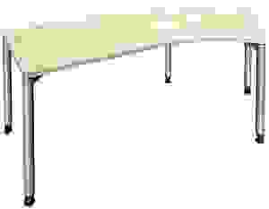 fm fastline Schreibtisch akazie Bogenform, 4-Fuß-Gestell silber 220,0 x 80,0 cm