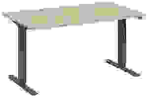 fm Move elektrisch höhenverstellbarer Schreibtisch ahorn, anthrazit metallic rechteckig, T-Fuß-Gestell grau 160,0 x 80,0 cm