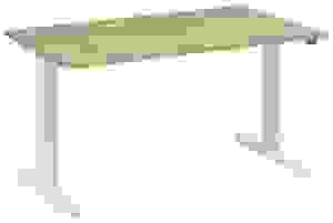 fm Move elektrisch höhenverstellbarer Schreibtisch akazie, verkehrsweiß rechteckig, T-Fuß-Gestell weiß 180,0 x 80,0 cm