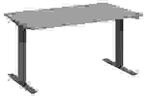 fm Move elektrisch höhenverstellbarer Schreibtisch eiche, anthrazit metallic rechteckig, T-Fuß-Gestell grau 140,0 x 80,0 cm