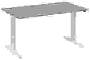 fm Move elektrisch höhenverstellbarer Schreibtisch eiche, verkehrsweiß rechteckig, T-Fuß-Gestell weiß 140,0 x 80,0 cm