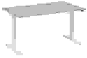 fm Move elektrisch höhenverstellbarer Schreibtisch lichtgrau, verkehrsweiß rechteckig, T-Fuß-Gestell weiß 160,0 x 80,0 cm