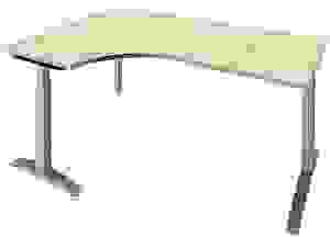 fm Sidney höhenverstellbarer Schreibtisch akazie Bogenform, C-Fuß-Gestell Quadratrohr silber 180,0 x 80,0 cm