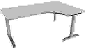 fm Sidney höhenverstellbarer Schreibtisch lichtgrau Bogenform, C-Fuß-Gestell Quadratrohr silber 180,0 x 80,0 cm