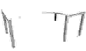 fm Sidney höhenverstellbarer Schreibtisch weiß C-Form, Bügel-Gestell silber 180,0 x 80,0/120,0 cm
