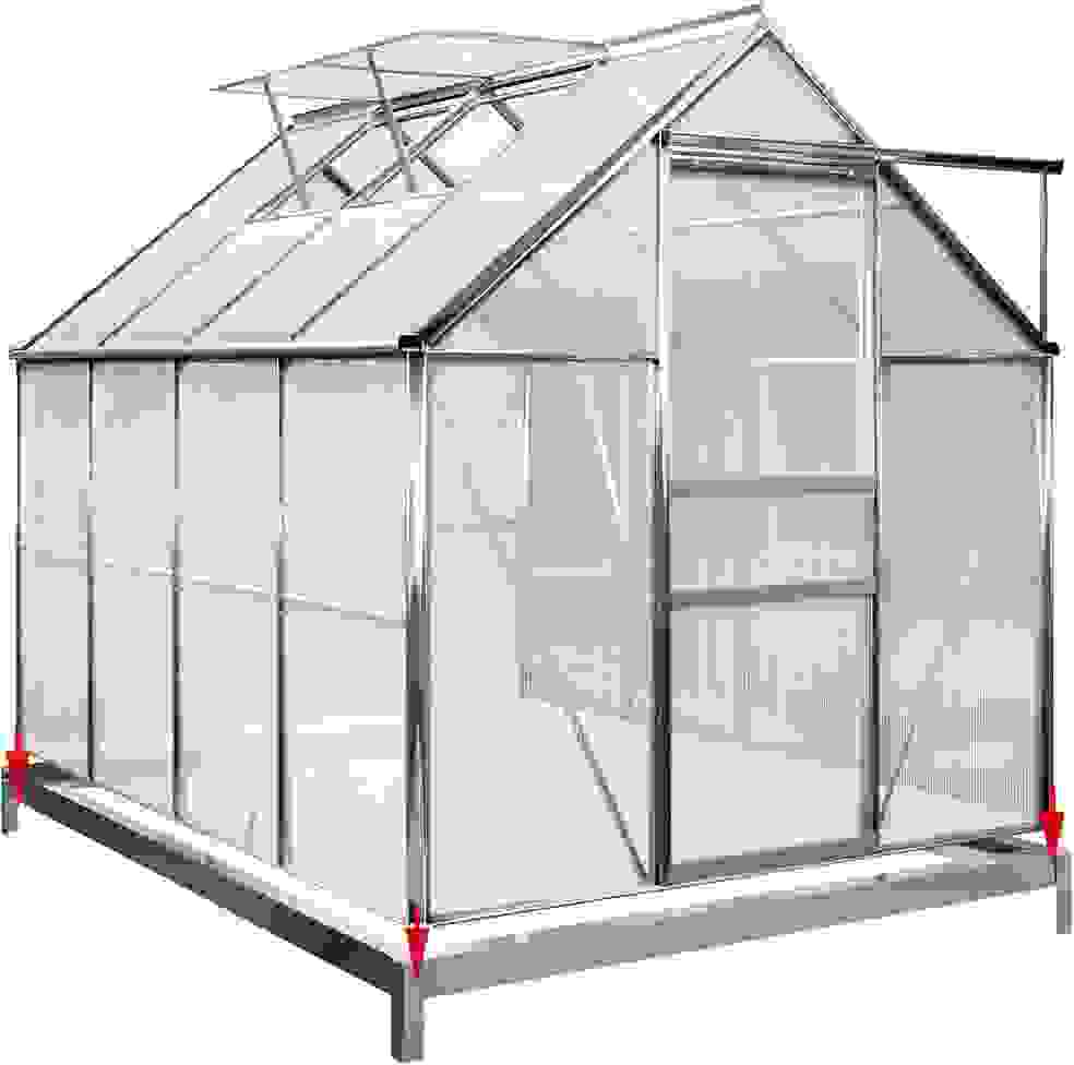 Gartenbruk Aluminium-Gewächshaus 7,6 m³, mit Fundament