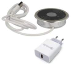Gedotec Induktions-Ladestation zum Einlassen in die Tischplatte mit USB-A & USB-C