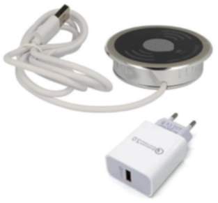 Gedotec Induktions-Ladestation zum Einlassen in die Tischplatte mit USB-A & USB-C