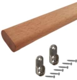 Gedotec Schrankrohr BEECH aus Buchenholz oval, 30 x 15 x 1000 mm