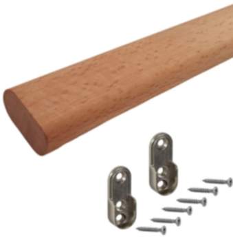 Gedotec Schrankrohr BEECH aus Buchenholz oval, 30 x 15 x 1000 mm