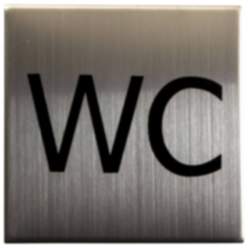 Gedotec Symbol "WC" aus Edelstahl selbstklebend, 75 x 75 mm