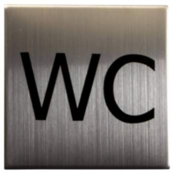 Gedotec Symbol "WC" aus Edelstahl selbstklebend, 75 x 75 mm