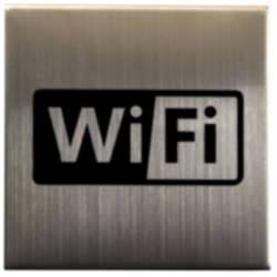 Gedotec Symbol "WIFI" aus Edelstahl selbstklebend, 75 x 75 mm