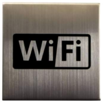 Gedotec Symbol "WIFI" aus Edelstahl selbstklebend, 75 x 75 mm