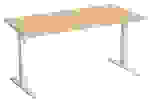 geramöbel Flex elektrisch höhenverstellbarer Schreibtisch buche rechteckig, T-Fuß-Gestell silber 160,0 x 80,0 cm