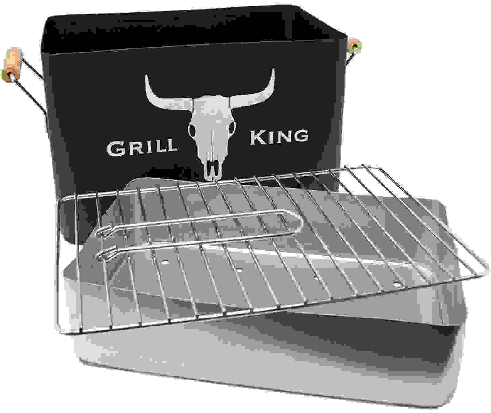 Grill King Holzkohlegrill Rechteckig - Matt Schwarz - 32x20x20 cm