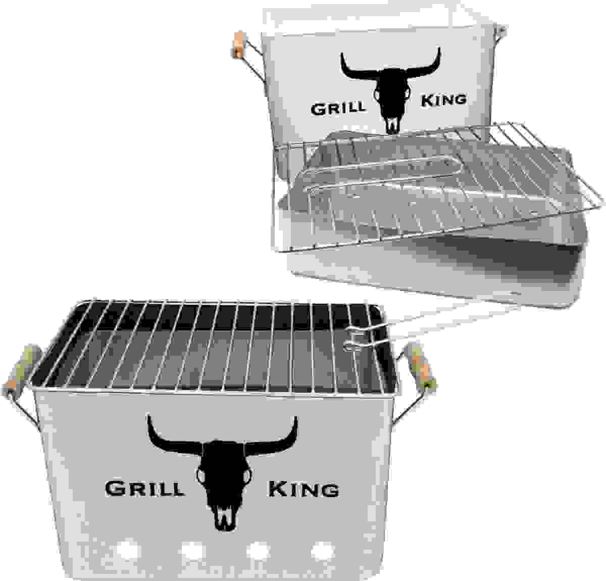 Grill King Holzkohlegrill Rectangle - Silber - 32x20x20 cm