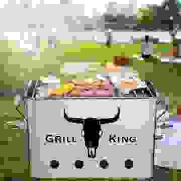 Grill King Holzkohlegrill Rectangle - Silber - 32x20x20 cm