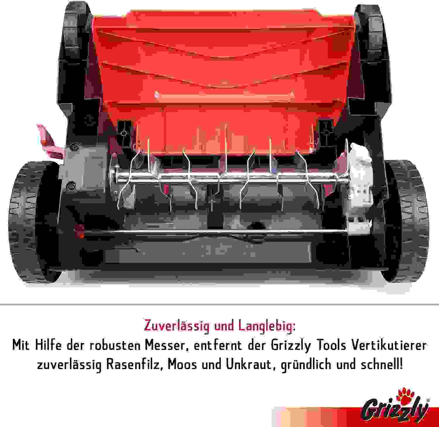 Grizzly Tools Elektro-Vertikutierer EV 3112 - Für die Gartenpflege - Rot