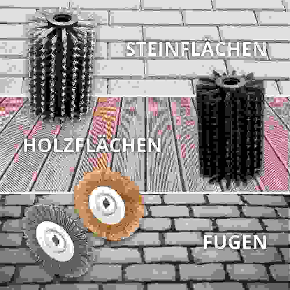 Güde Elektro-Flächen- und Fugenreiniger mit Teleskopstiel und 4 Fugenbürsten + 2 Zusatzbürsten - GUB 500