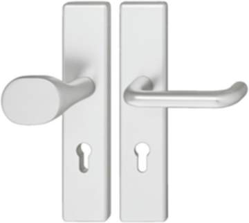Häfele Sicherheitsgarnitur DIN-NORM PZ 72 Schutzbeschlag Drücker/Knopf Modell A91.12 Aluminium silbe