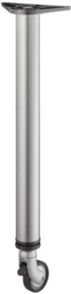 Häfele Tischbein Rondella mit Laufrolle gerade Bauhöhe 710 mm aus Stahl silberfarben