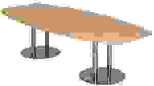 HAMMERBACHER Konferenztisch KT28C eiche Tonnenform, Rundrohr chrom, 280,0 x 85,0 - 130,0 x 74,5 cm