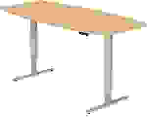 HAMMERBACHER Konferenztisch XDSM22 ahorn Tonnenform, T-Fuß-Gestell silber, 220,0 x 103,0 x 62,0 - 127,0 cm