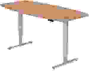 HAMMERBACHER Konferenztisch XDSM22 nussbaum Tonnenform, T-Fuß-Gestell silber, 220,0 x 103,0 x 62,0 - 127,0 cm