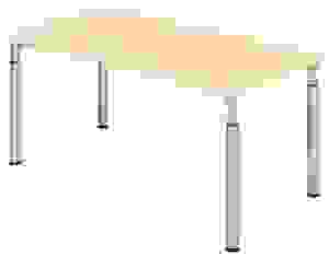 HAMMERBACHER Mirakel höhenverstellbarer Schreibtisch ahorn rechteckig, 4-Fuß-Gestell silber 160,0 x 80,0 cm