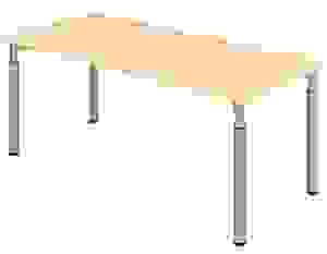 HAMMERBACHER Mirakel höhenverstellbarer Schreibtisch ahorn rechteckig, 4-Fuß-Gestell silber 180,0 x 80,0 cm