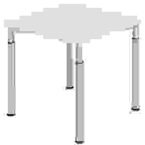 HAMMERBACHER Mirakel höhenverstellbarer Schreibtisch lichtgrau quadratisch, 4-Fuß-Gestell silber 80,0 x 80,0 cm