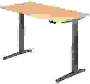 HAMMERBACHER XBHM16 elektrisch höhenverstellbarer Schreibtisch ahorn rechteckig, C-Fuß-Gestell grau 160,0 x 80,0 cm