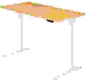 HAMMERBACHER XBHM16 elektrisch höhenverstellbarer Schreibtisch buche rechteckig, C-Fuß-Gestell weiß 160,0 x 80,0 cm
