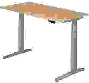 HAMMERBACHER XBHM16 elektrisch höhenverstellbarer Schreibtisch eiche rechteckig, C-Fuß-Gestell silber 160,0 x 80,0 cm