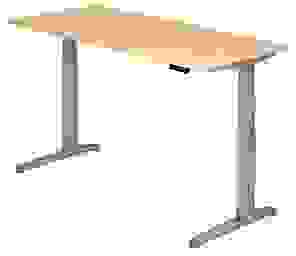 HAMMERBACHER XBHM19 elektrisch höhenverstellbarer Schreibtisch ahorn rechteckig, C-Fuß-Gestell silber 180,0 x 80,0 cm