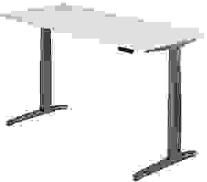 HAMMERBACHER XBHM19 elektrisch höhenverstellbarer Schreibtisch weiß rechteckig, C-Fuß-Gestell grau 180,0 x 80,0 cm