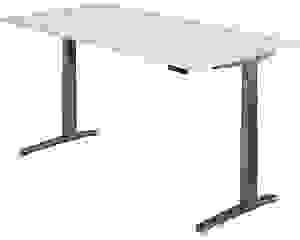 HAMMERBACHER XBHM2E elektrisch höhenverstellbarer Schreibtisch weiß rechteckig, C-Fuß-Gestell grau 200,0 x 100,0 cm