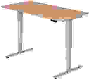 HAMMERBACHER XDSM16 elektrisch höhenverstellbarer Schreibtisch nussbaum rechteckig, T-Fuß-Gestell silber 160,0 x 80,0 cm