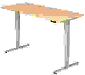 HAMMERBACHER XDSM19 elektrisch höhenverstellbarer Schreibtisch ahorn rechteckig, T-Fuß-Gestell silber 180,0 x 80,0 cm